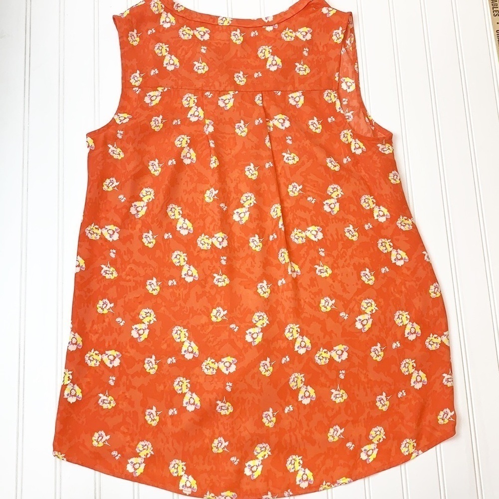 Cabi #5550 orange floral sleeveless V neck top EUC S - Picture 8 of 9
